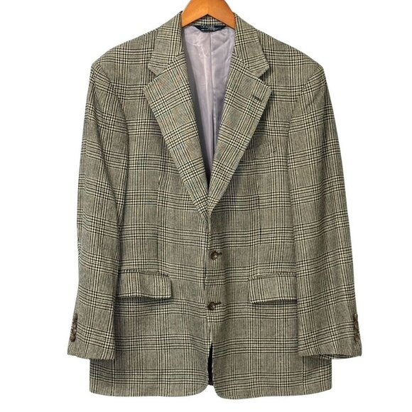 Polo Ralph Lauren Vintage 80's Silk Blazer Houndstooth USA Union Label Size 41R - Picture 1 of 16